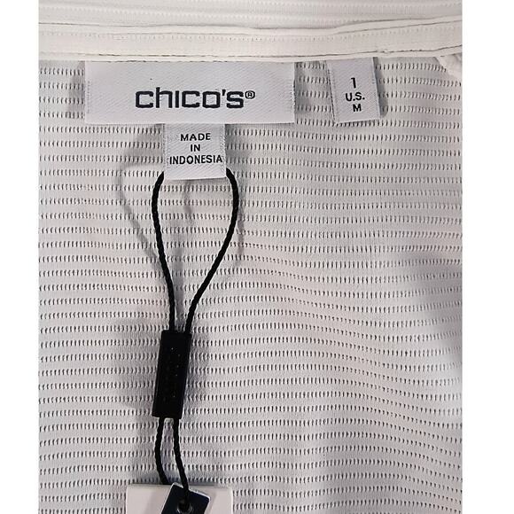 Chico's Activewear Top Qtr Zip Pullover Wmn's Sz M White Mesh Inset Long Sleeve - Picture 2 of 16